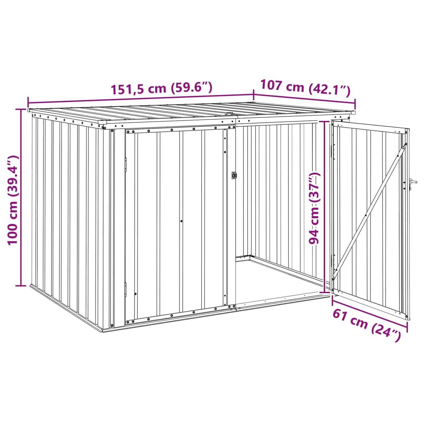 Gartenlagerbox Schwarz 151,5 x 107 x 100 cm Stahl