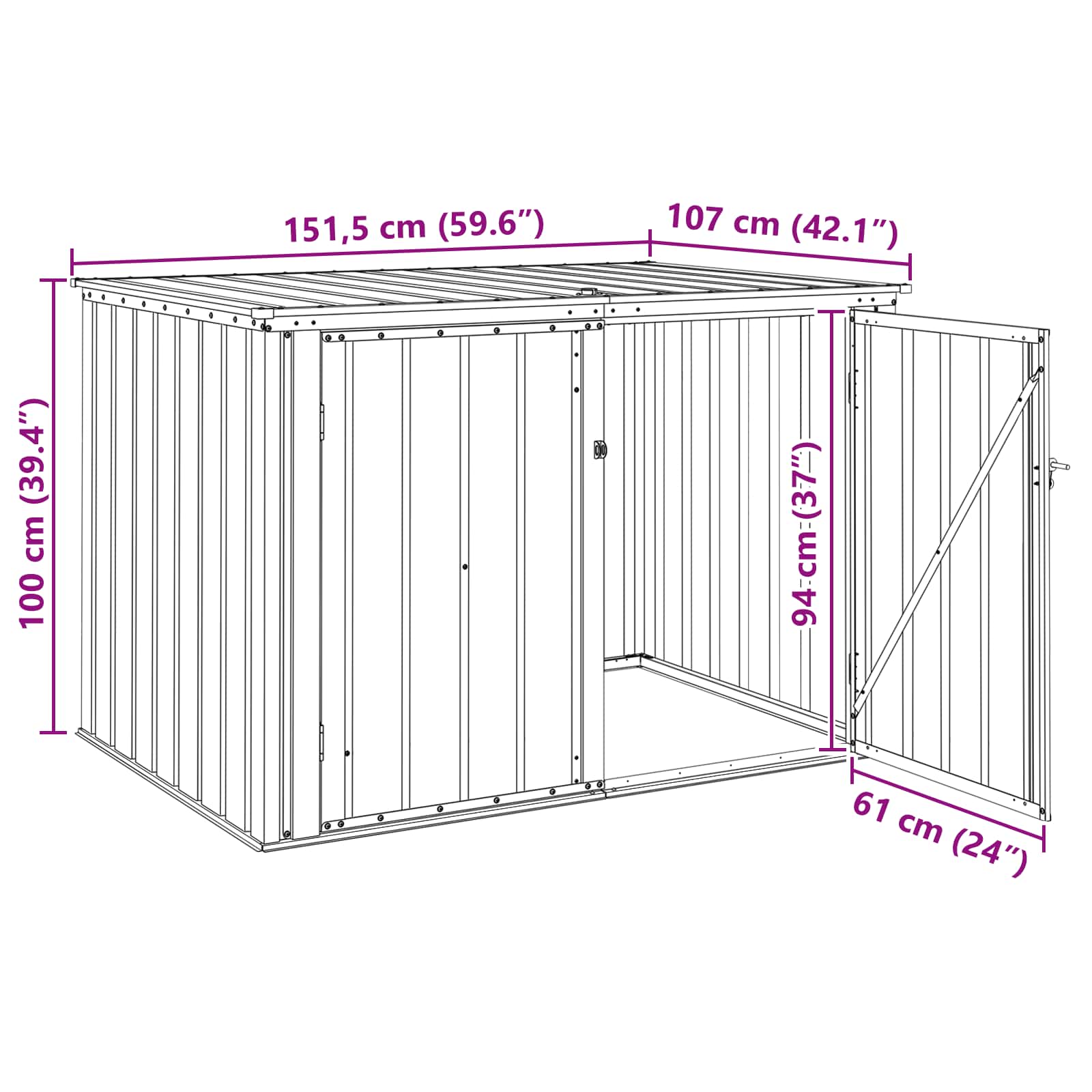 Gartenlagerbox Schwarz 151,5 x 107 x 100 cm Stahl