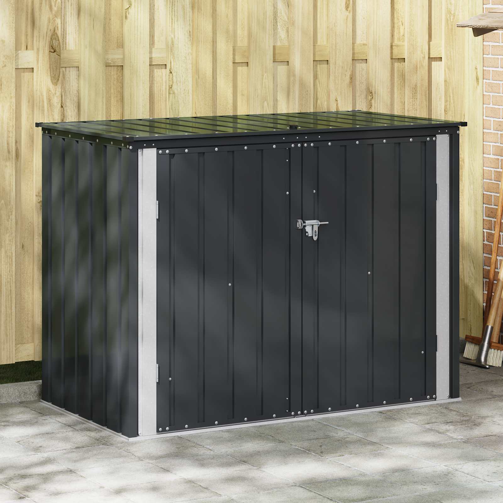 Gartenlagerbox Schwarz 151,5 x 82 x 110,5 cm Stahl