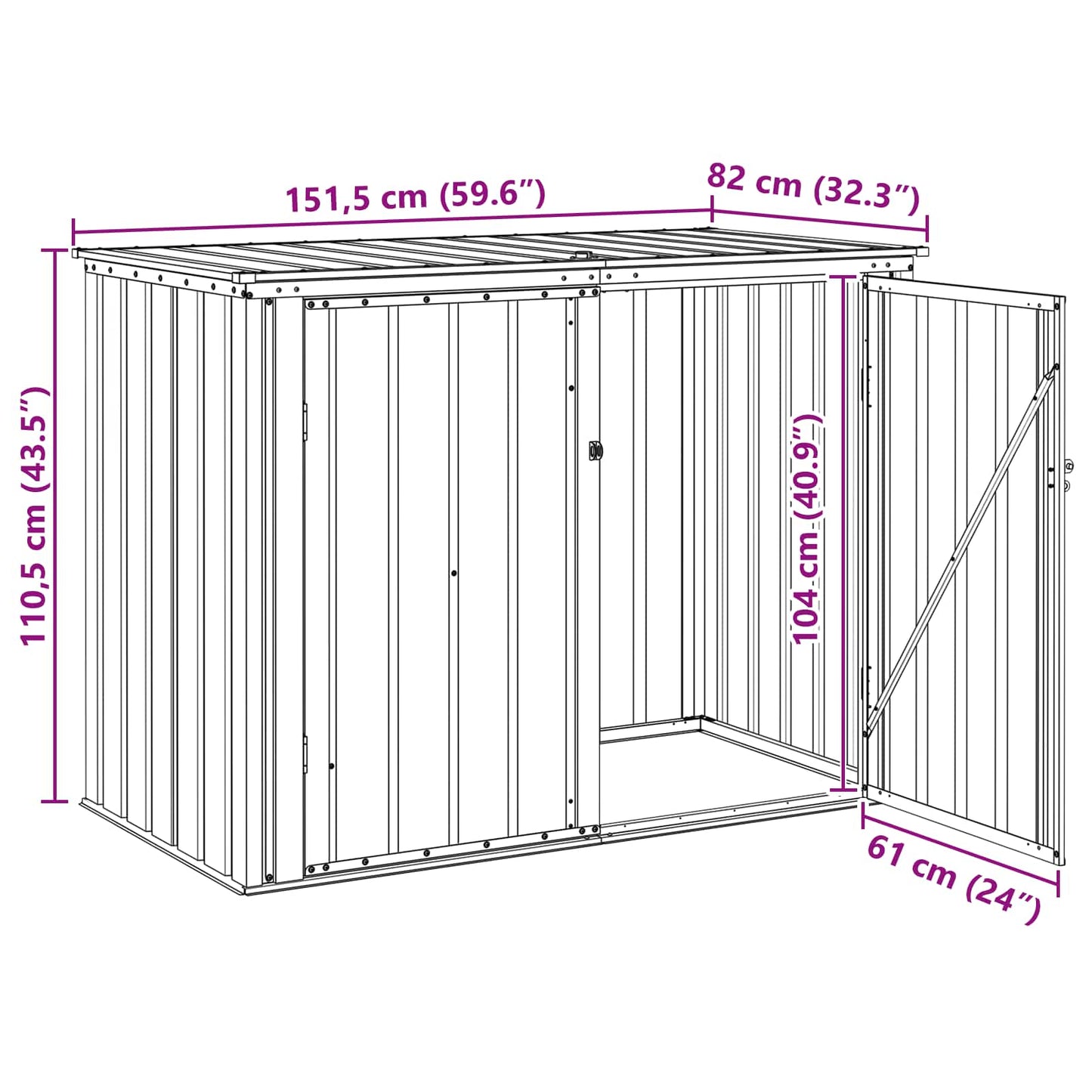 Gartenlagerbox Schwarz 151,5 x 82 x 110,5 cm Stahl
