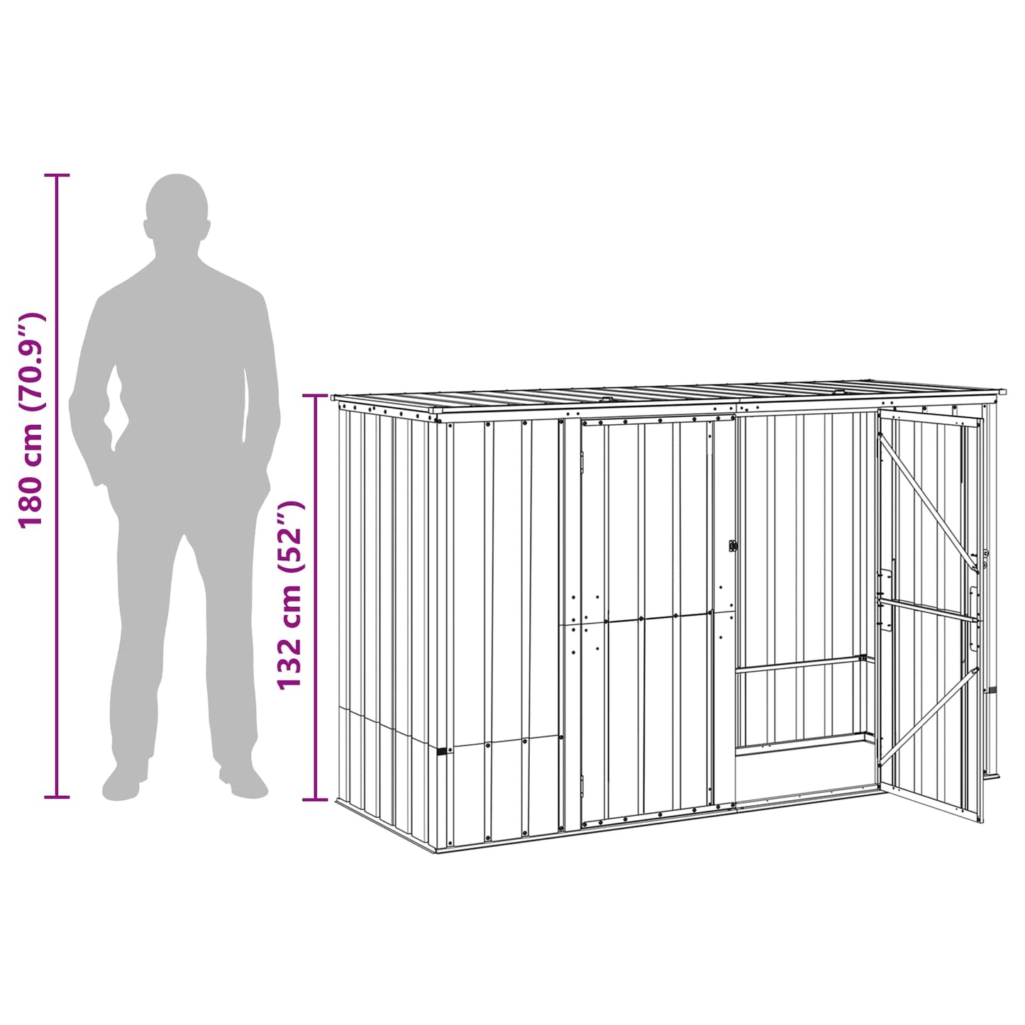 Gartenlagerbox Schwarz 214 x 82 x 132 cm Stahl