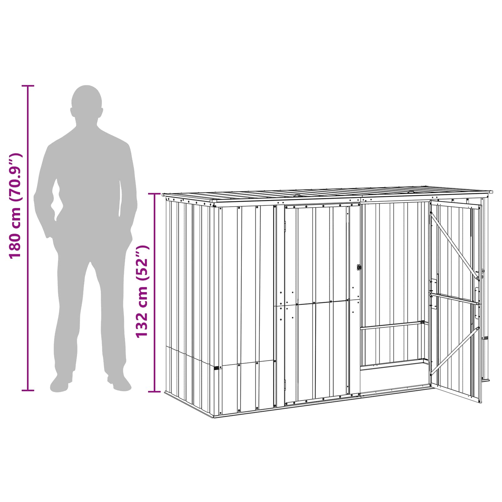 Gartenlagerbox Braun 214 x 82 x 132 cm Stahl