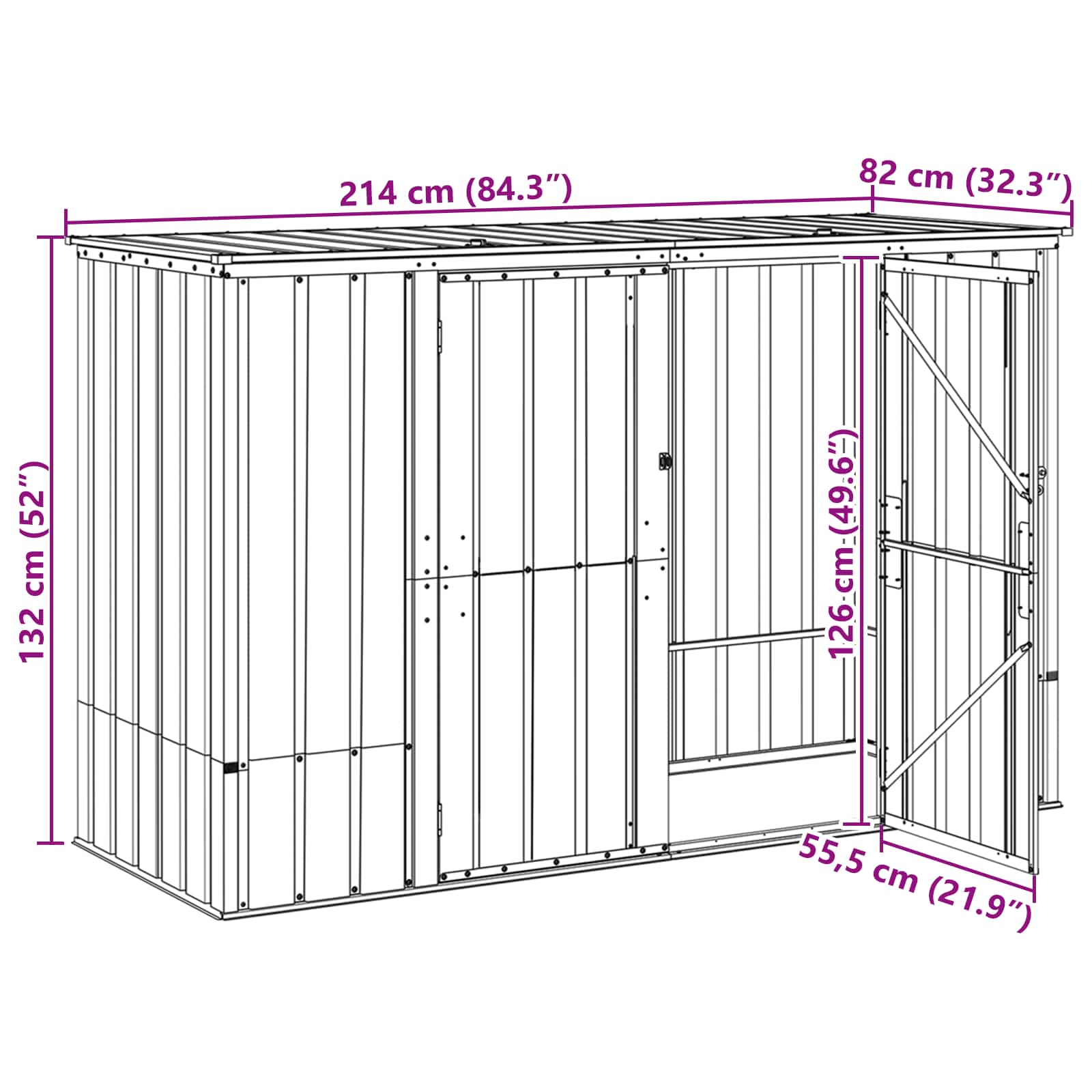 Gartenlagerbox Braun 214 x 82 x 132 cm Stahl