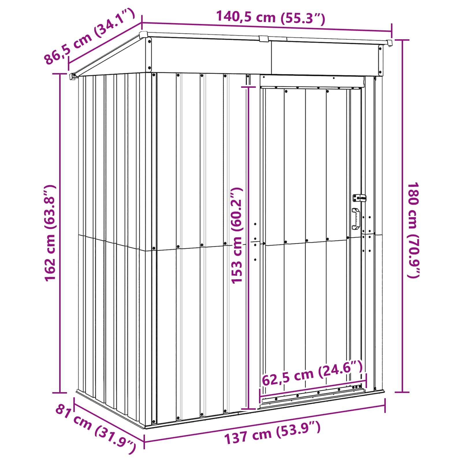 Gartenhütten Braun 137 x 81 x 180 cm Metall