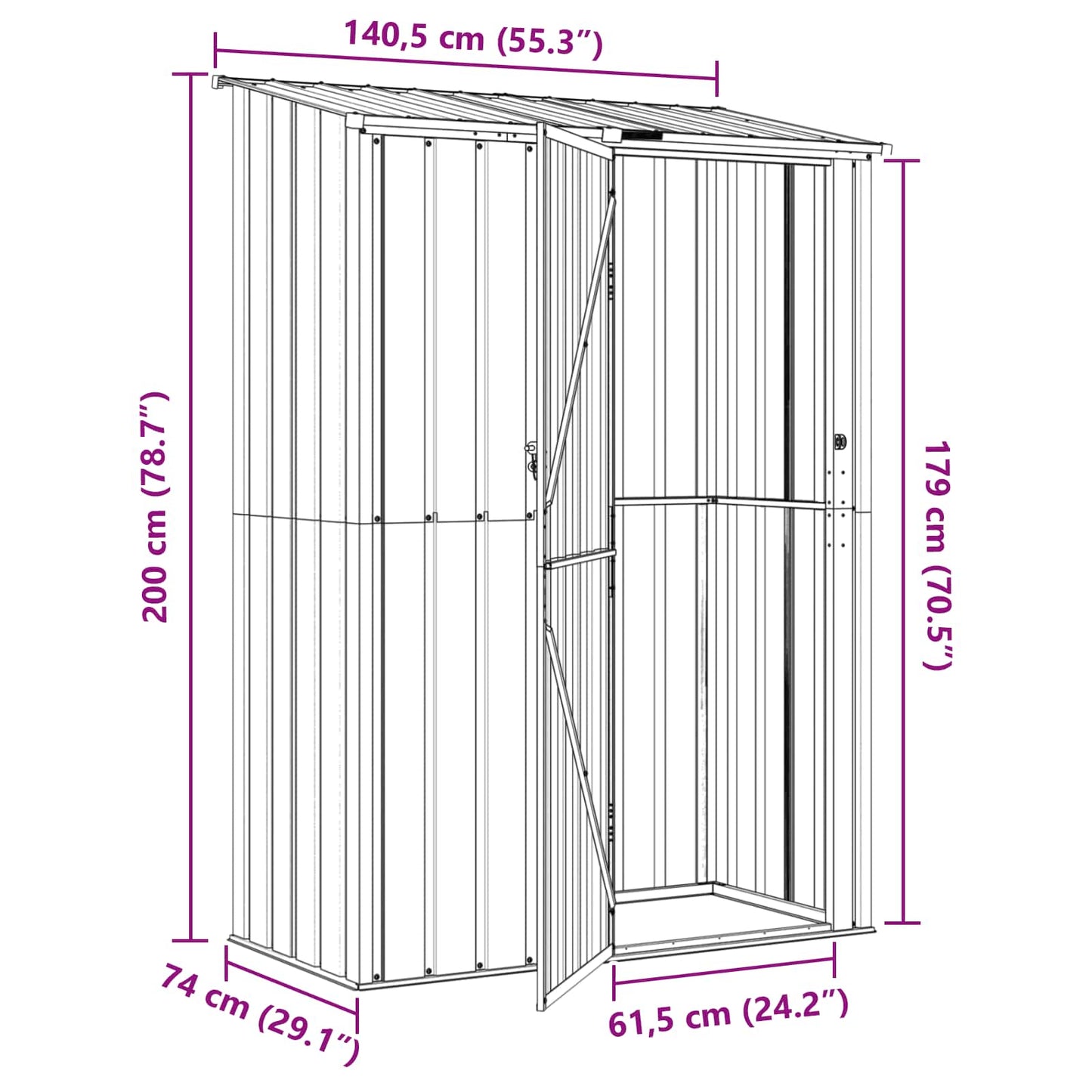 Gartenhütten Anthrazit 140,5 x 74 x 200 cm Metall