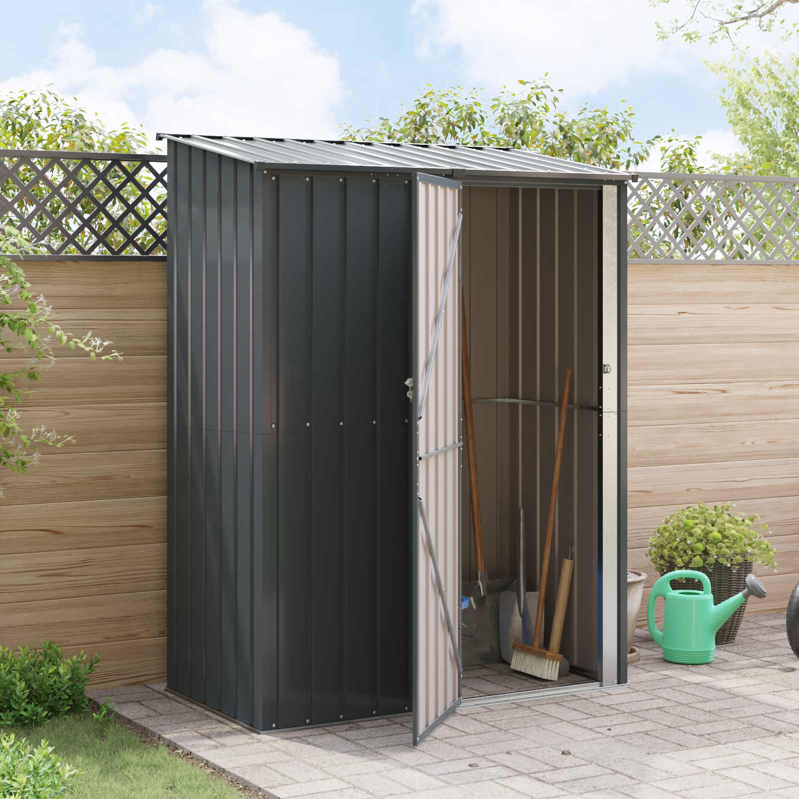 Gartenhütten Anthrazit 153,5 x 86 x 200 cm Metall