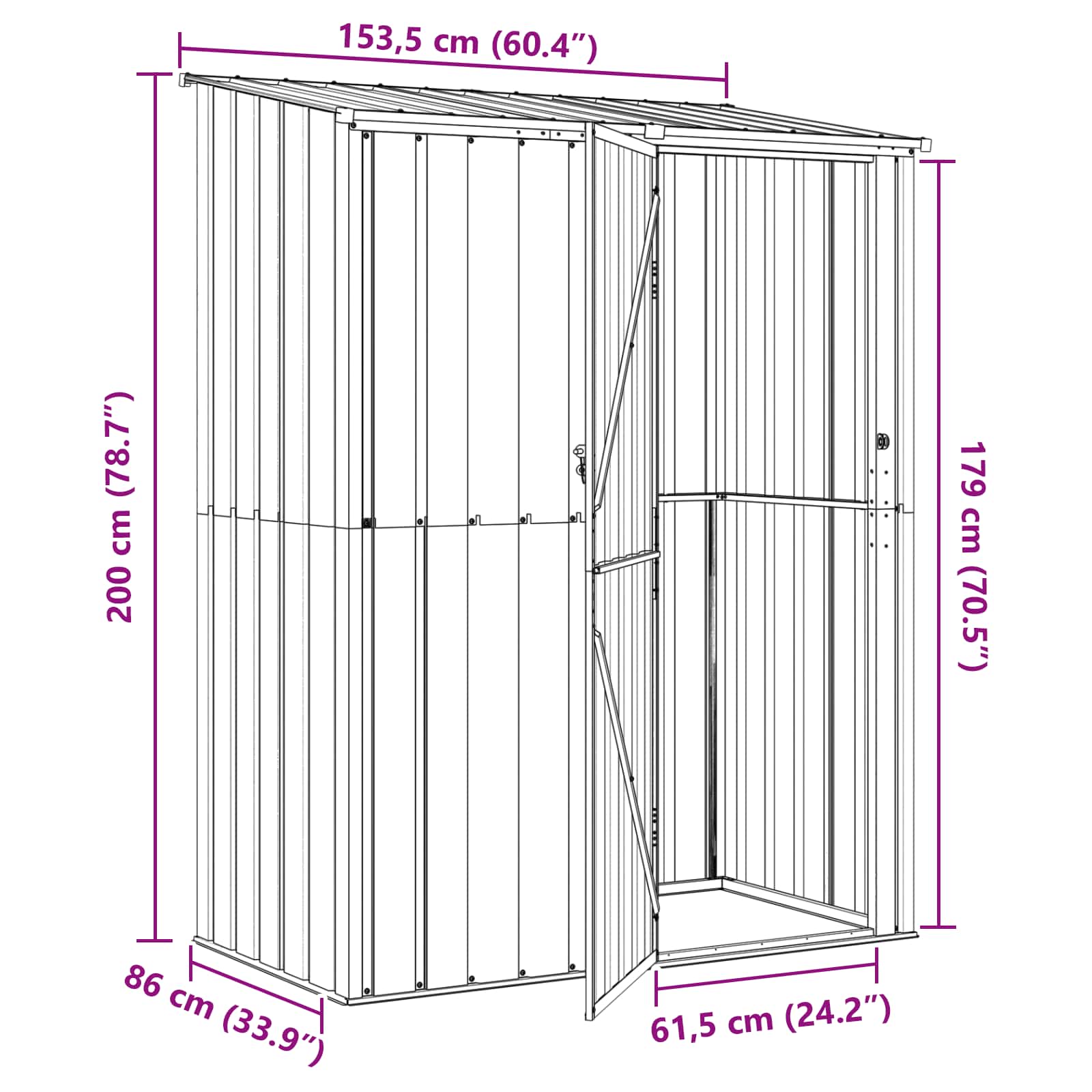 Gartenhütten Braun 153,5 x 86 x 200 cm Metall