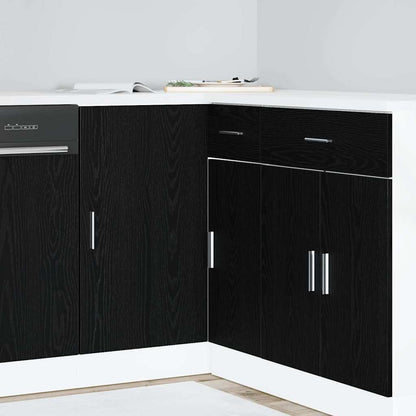 Küchen-Eck-Basisschrank Schwarz Eichen-Optik 86 x 46 x 81,5 cm