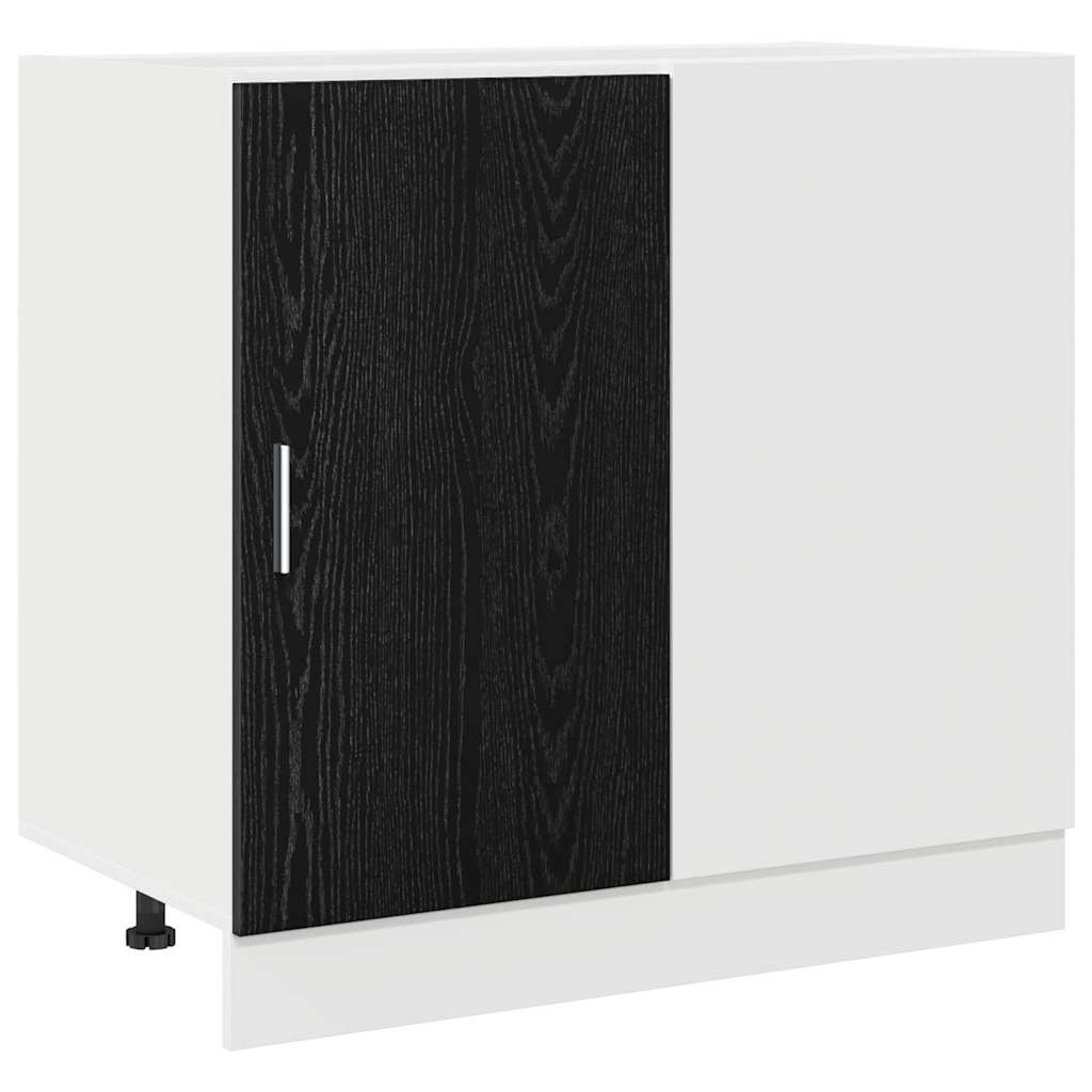 Küchen-Eck-Basisschrank Schwarz Eichen-Optik 86 x 46 x 81,5 cm