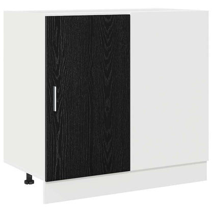 Küchen-Eck-Basisschrank Schwarz Eichen-Optik 86 x 46 x 81,5 cm