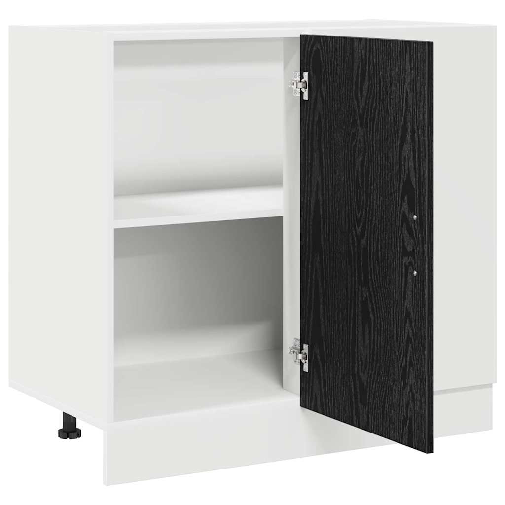 Küchen-Eck-Basisschrank Schwarz Eichen-Optik 86 x 46 x 81,5 cm