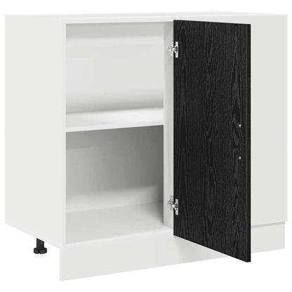Küchen-Eck-Basisschrank Schwarz Eichen-Optik 86 x 46 x 81,5 cm