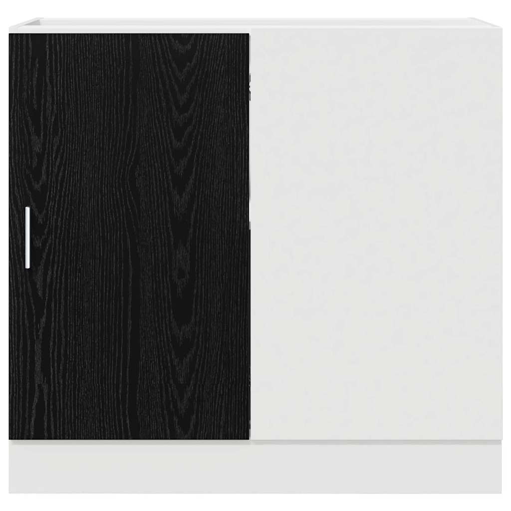 Küchen-Eck-Basisschrank Schwarz Eichen-Optik 86 x 46 x 81,5 cm
