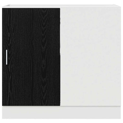 Küchen-Eck-Basisschrank Schwarz Eichen-Optik 86 x 46 x 81,5 cm