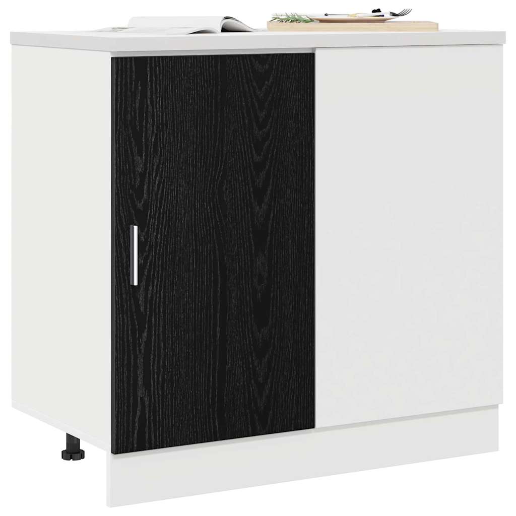 Küchen-Eck-Basisschrank Schwarz Eichen-Optik 86 x 46 x 81,5 cm