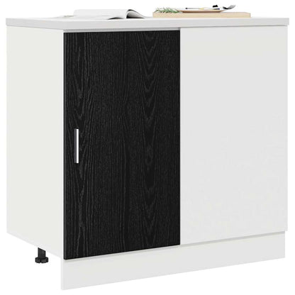 Küchen-Eck-Basisschrank Schwarz Eichen-Optik 86 x 46 x 81,5 cm