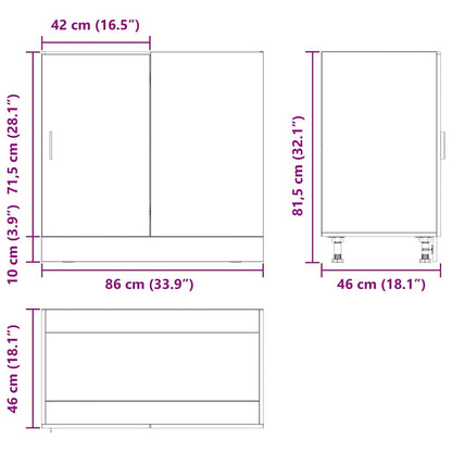Küchen-Eck-Basisschrank Schwarz Eichen-Optik 86 x 46 x 81,5 cm