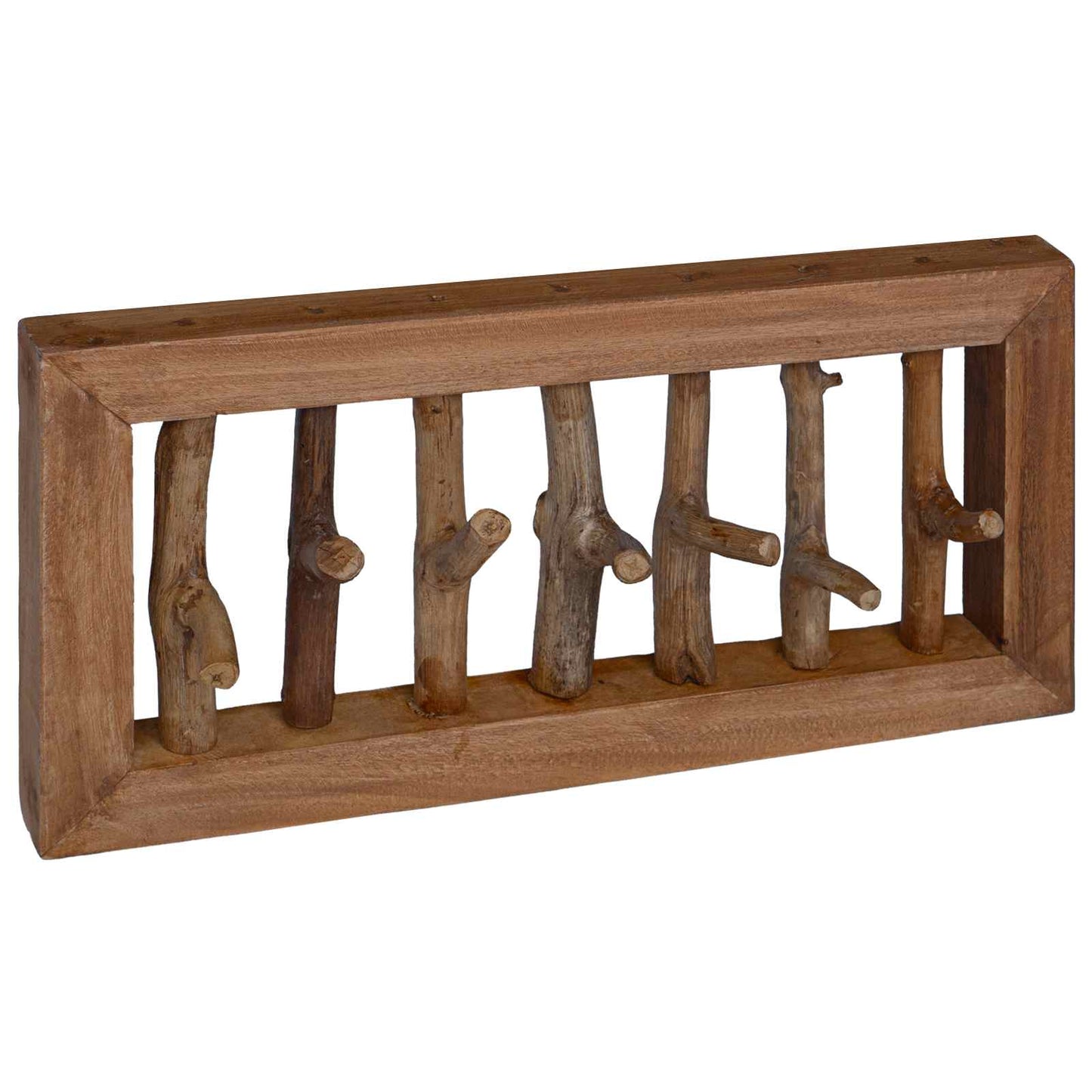 Mantelhaken Natur 50 x 10 x 25 cm Massives Mahagoni Holz