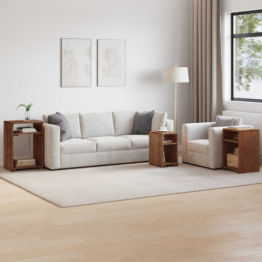 Akzenttisch mit Regal 3 stk. Braun Massives Mahagoni Holz