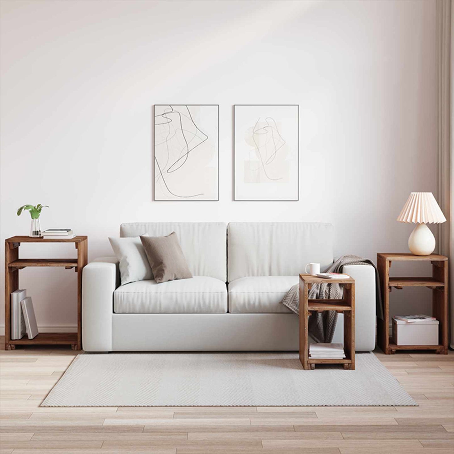 Akzenttisch mit Regal 3 stk. Braun Massives Mahagoni Holz