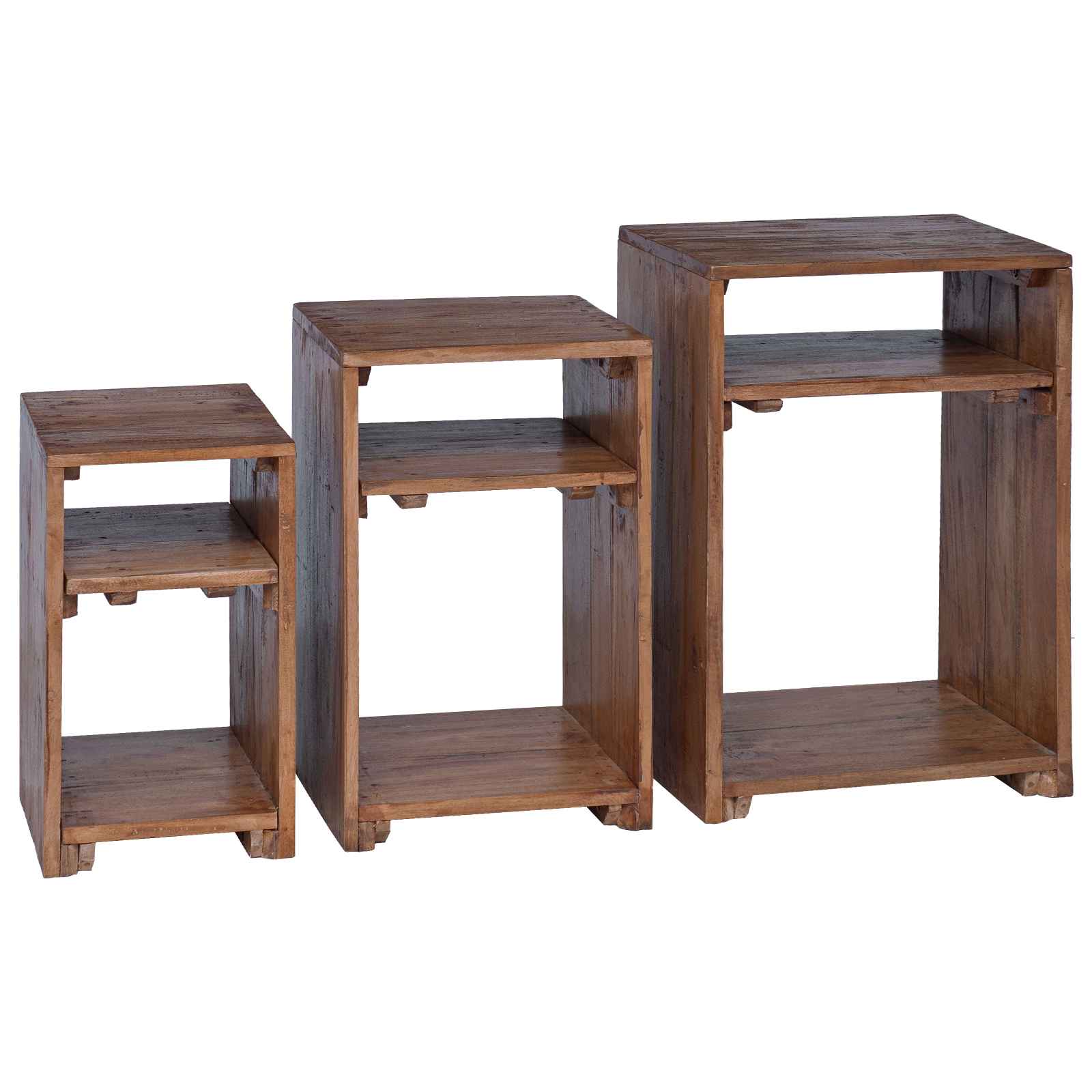 Akzenttisch mit Regal 3 stk. Braun Massives Mahagoni Holz