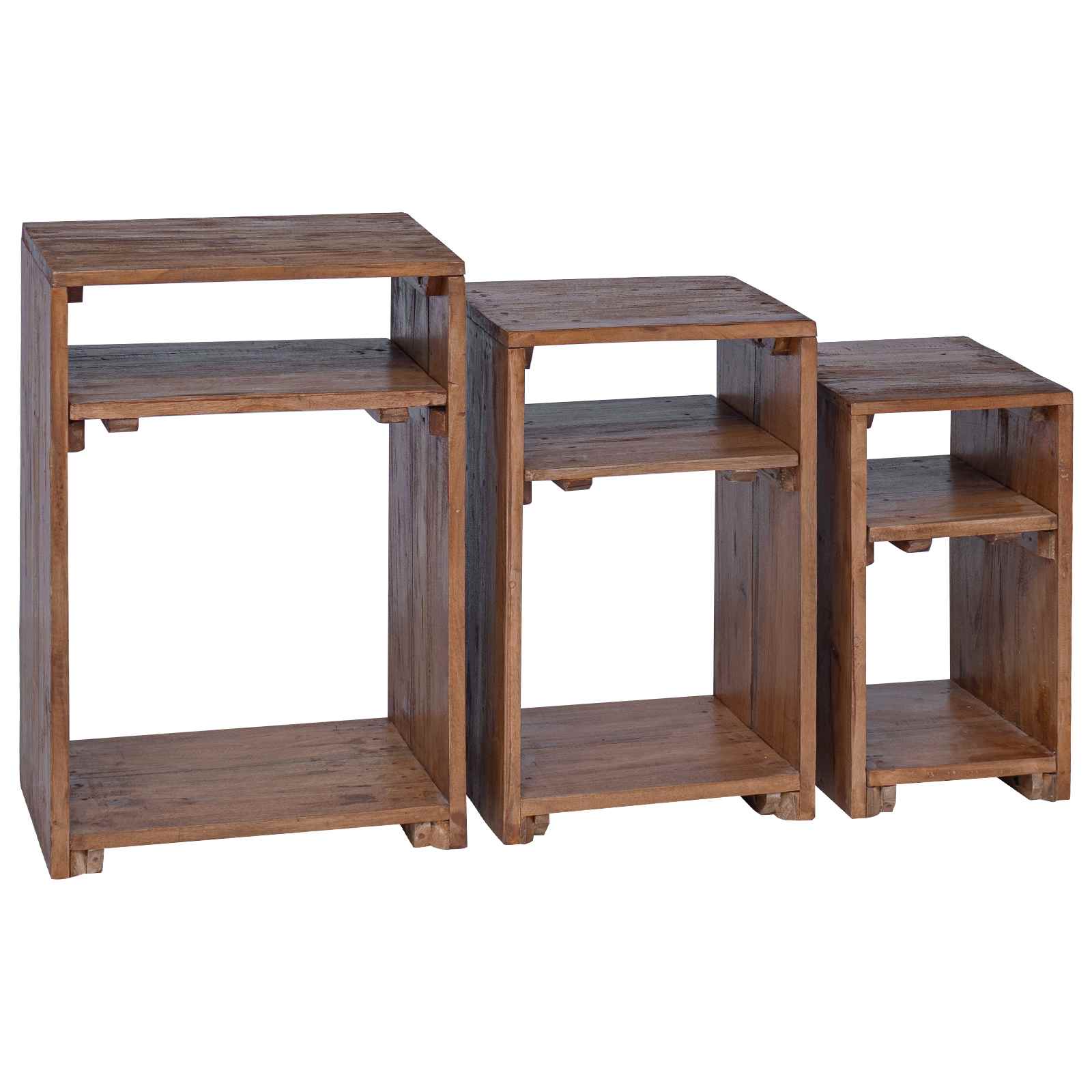 Akzenttisch mit Regal 3 stk. Braun Massives Mahagoni Holz