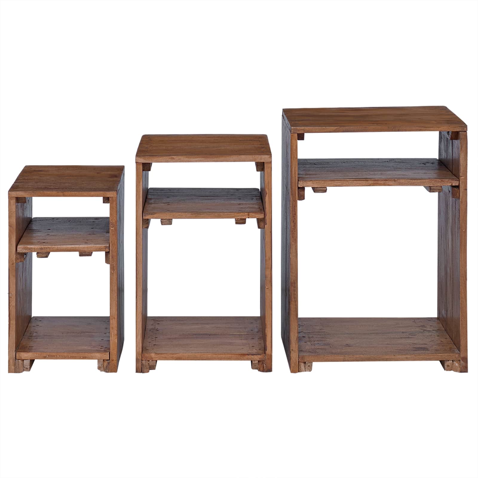Akzenttisch mit Regal 3 stk. Braun Massives Mahagoni Holz