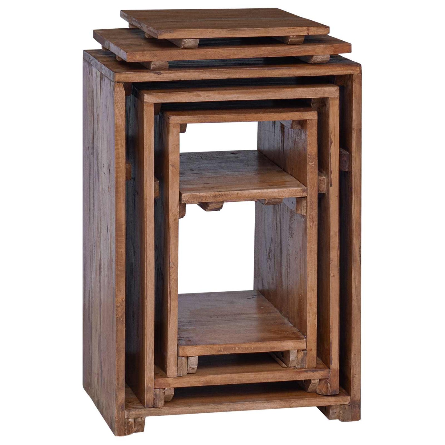Akzenttisch mit Regal 3 stk. Braun Massives Mahagoni Holz