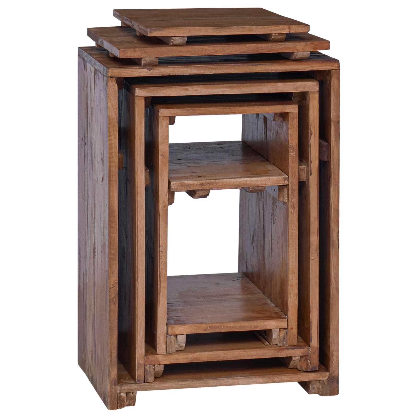 Akzenttisch mit Regal 3 stk. Braun Massives Mahagoni Holz