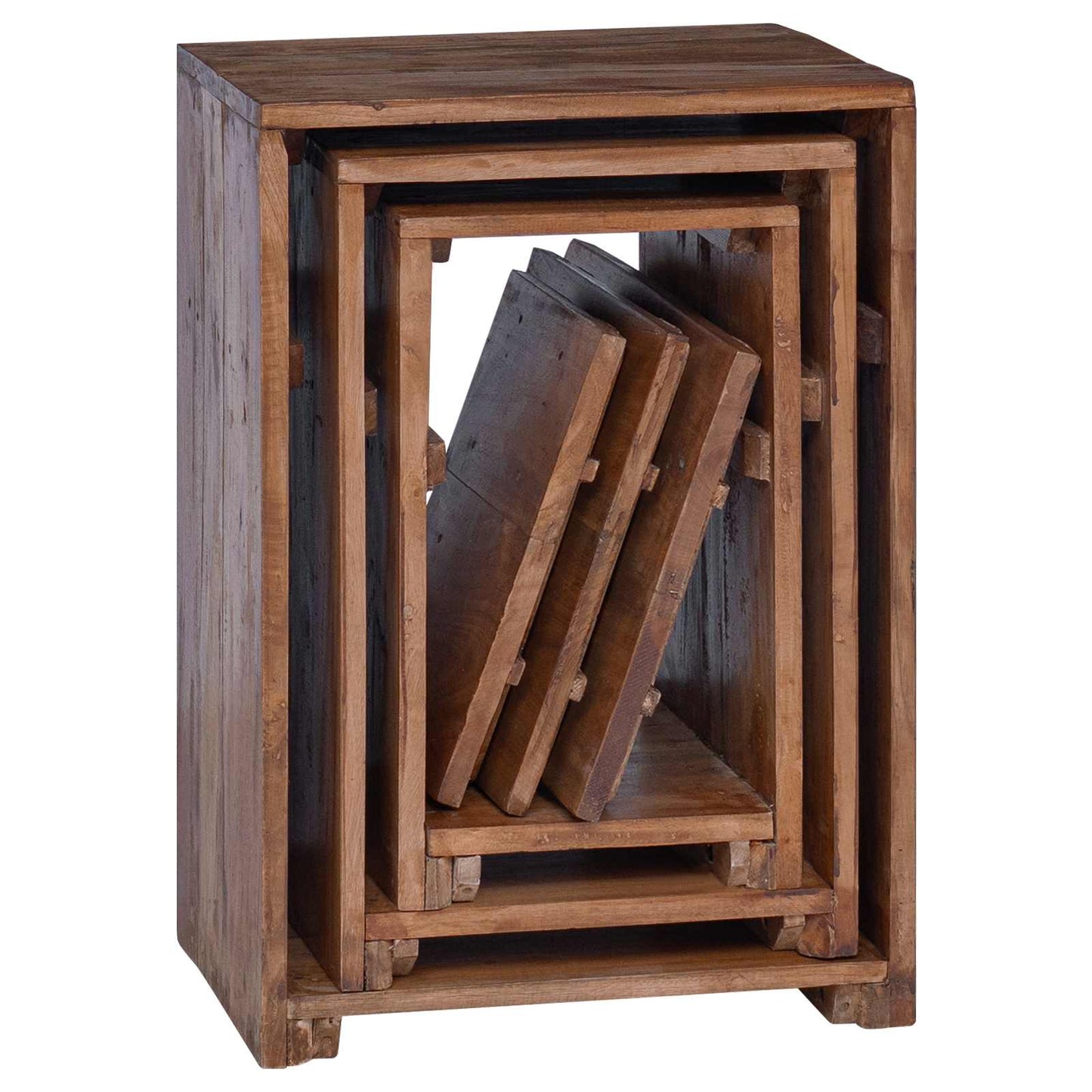 Akzenttisch mit Regal 3 stk. Braun Massives Mahagoni Holz