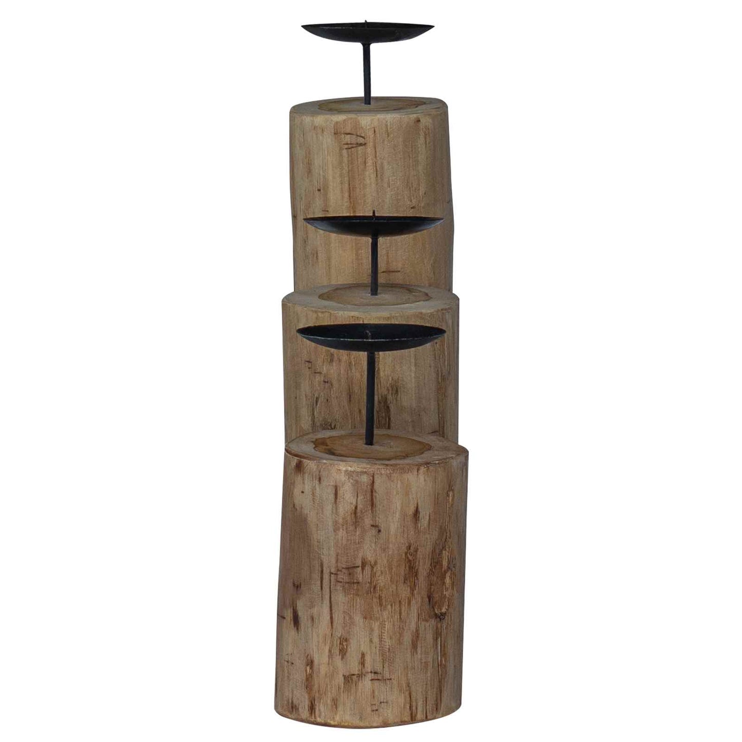 Kerzenhalter 3 stk. Natur Massivholz Teak