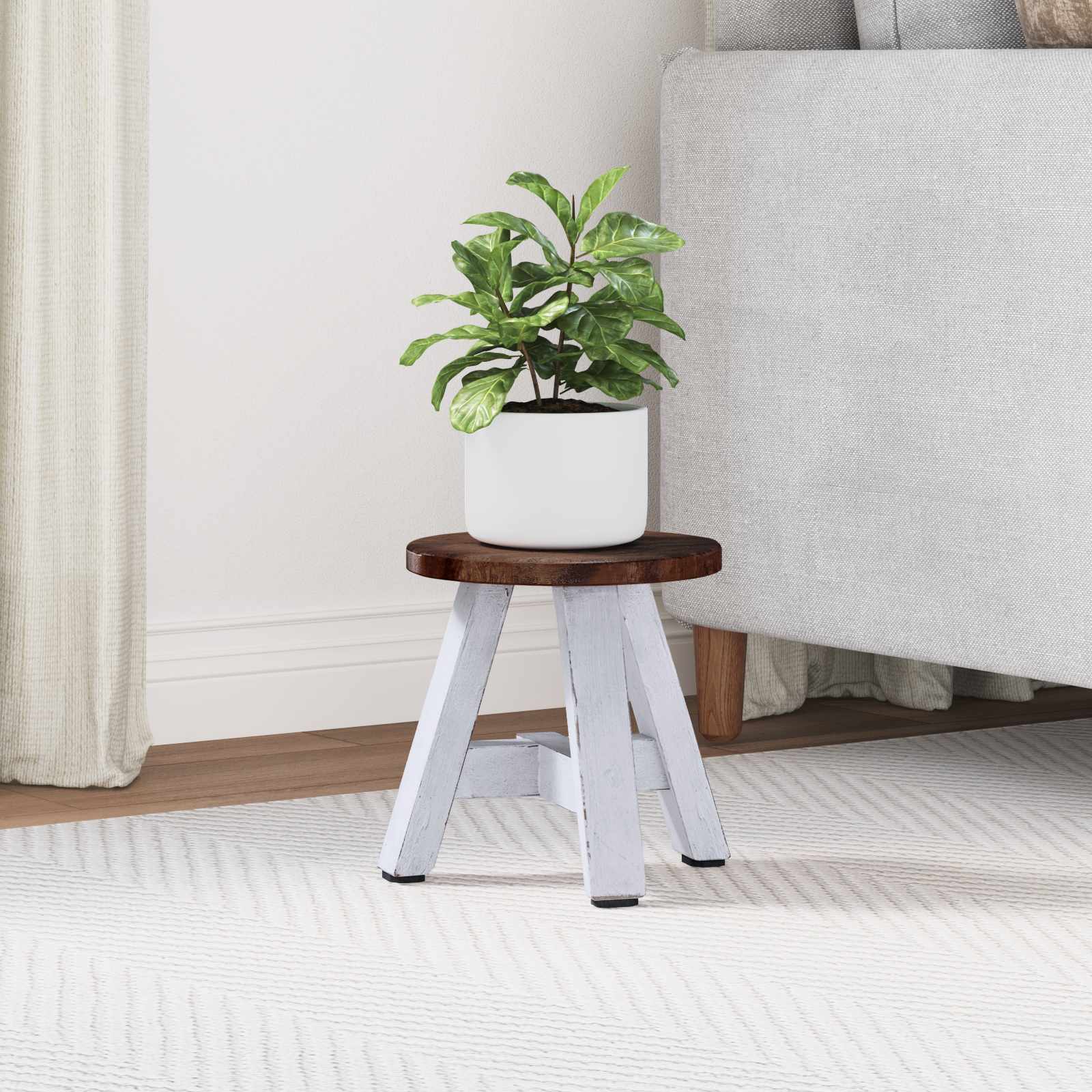 Hocker Natur 22 x 22 x 24 cm Mahagoni Holz