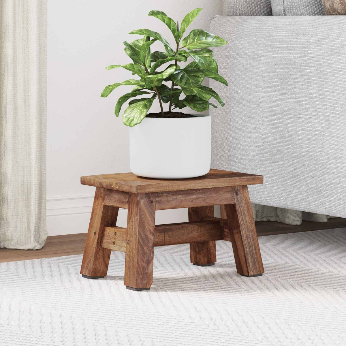 Hocker Natur 30 x 20 x 20 cm Mahagoni Holz