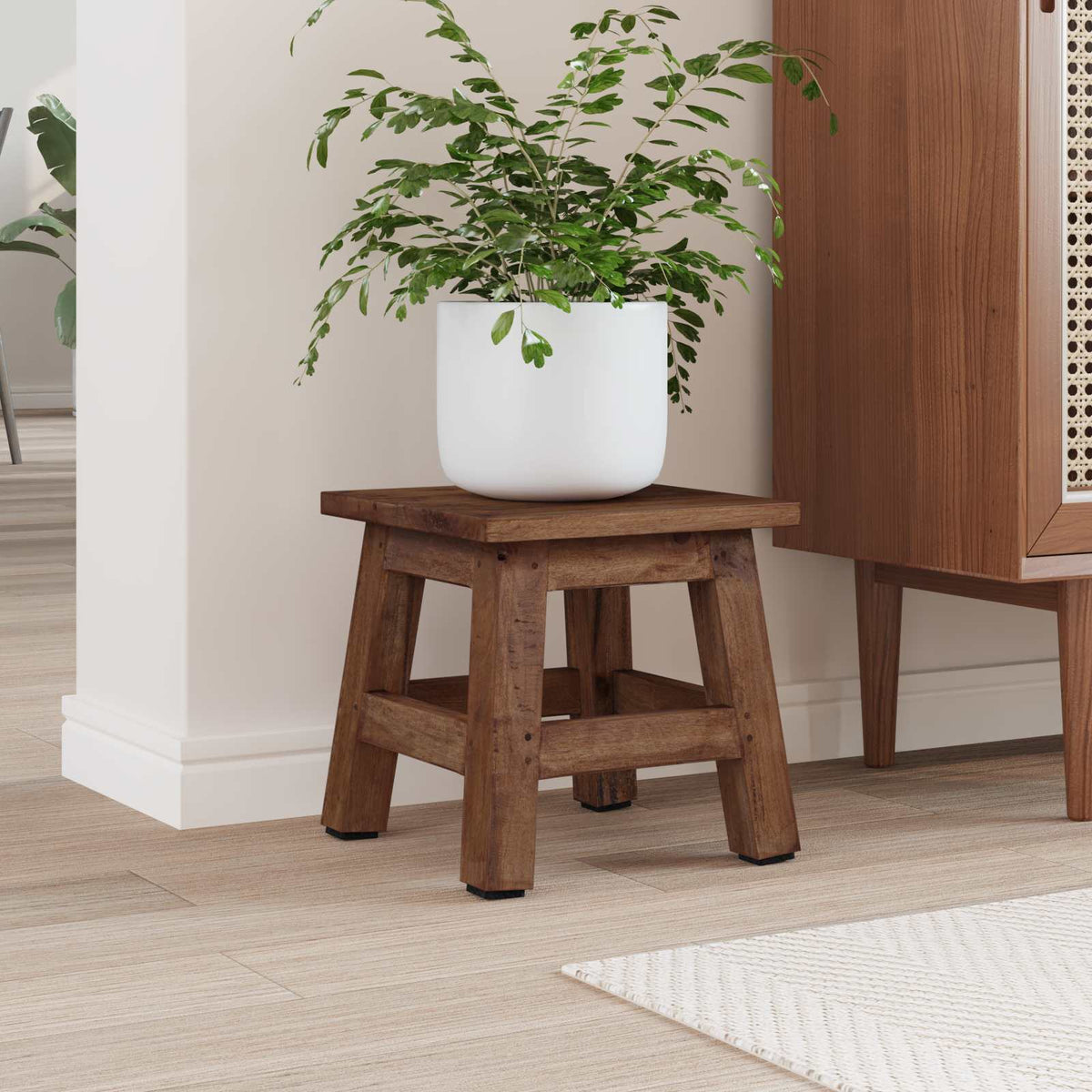 Hocker Natur 26 x 26 x 26 cm Mahagoni Holz