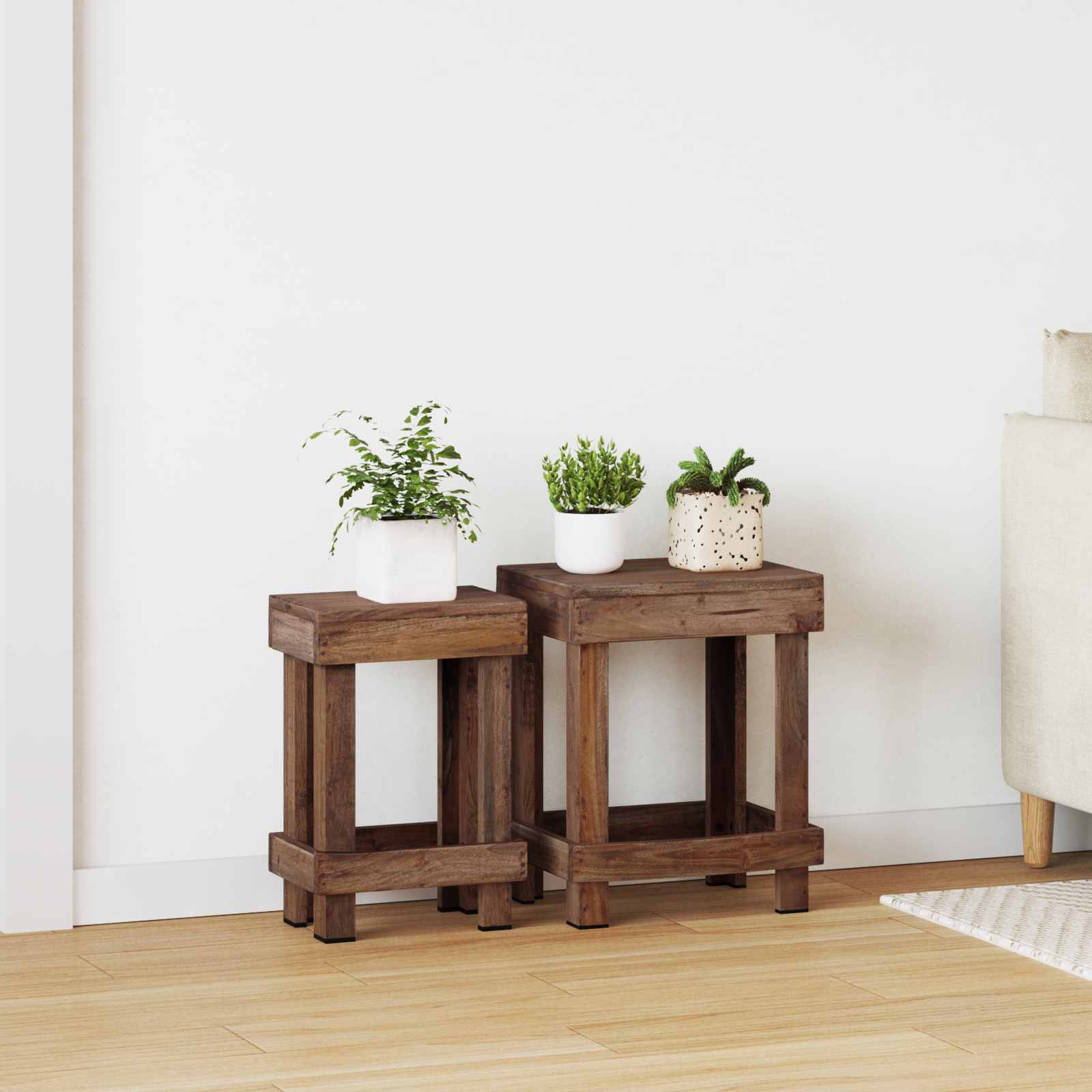 Pflanzenständer 2 stk. Braun 70 x 11 x 27 cm Mahagoni Holz