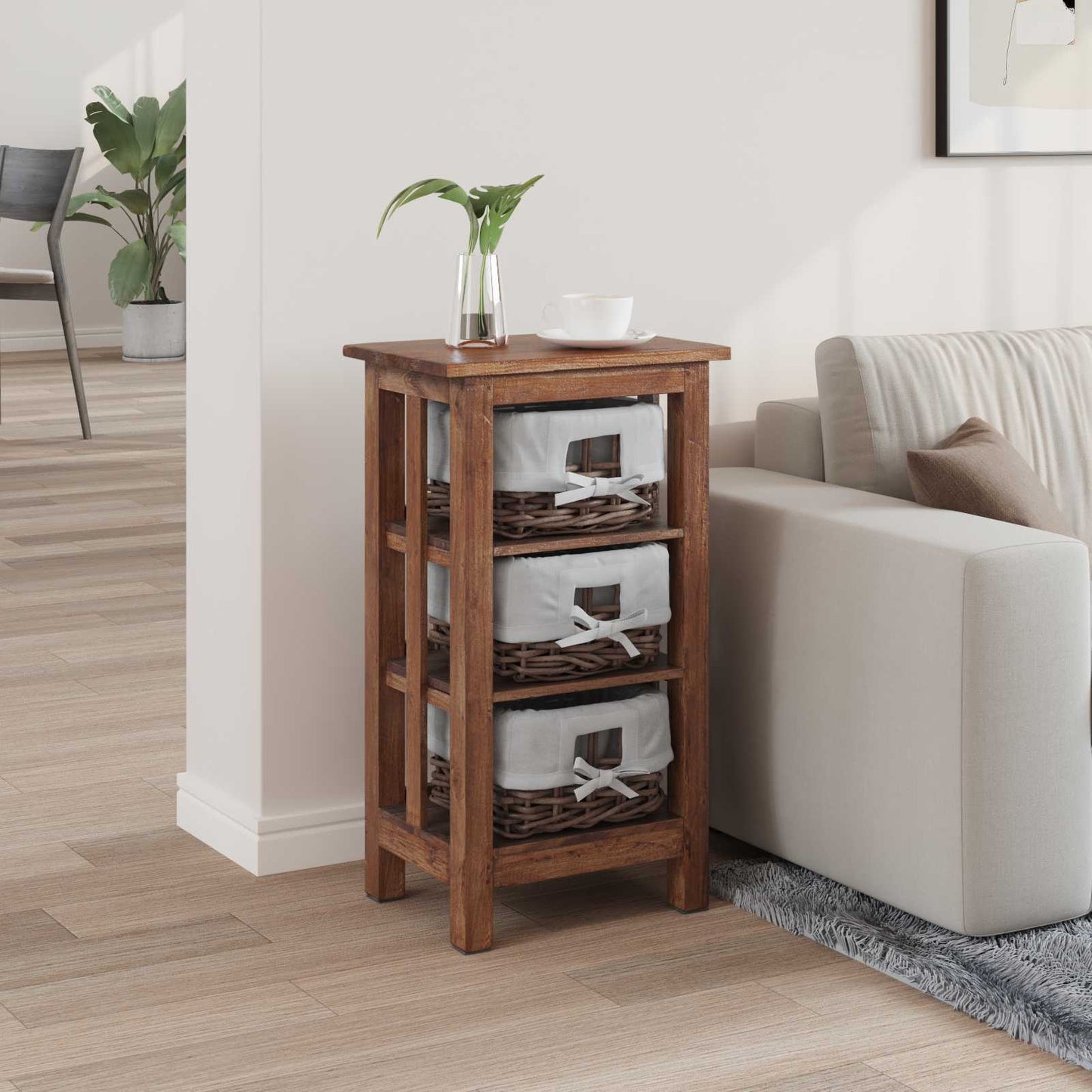 Beistelltisch Braun 38 x 28 x 72 cm Massivholz Mahagoni