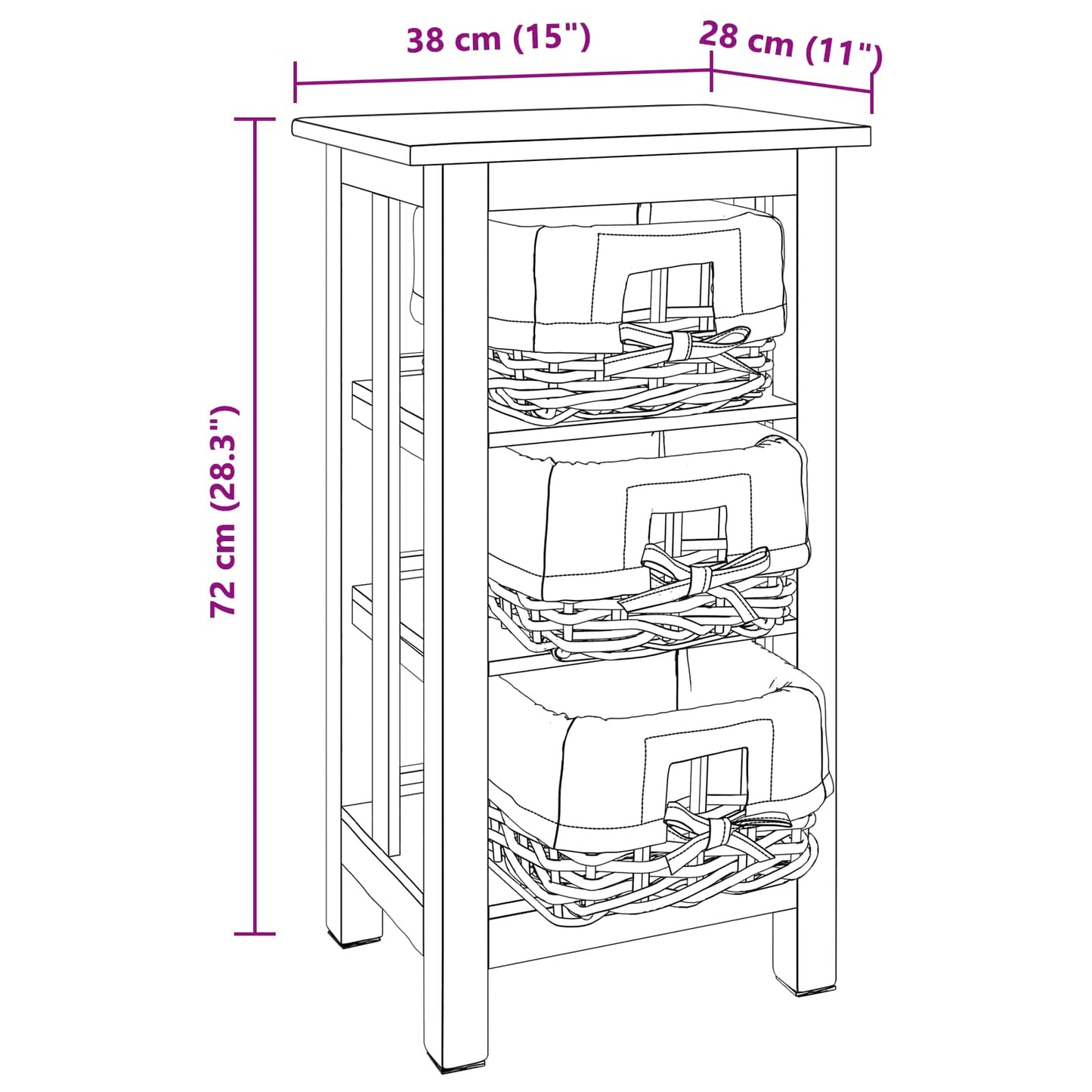Beistelltisch Braun 38 x 28 x 72 cm Massivholz Mahagoni