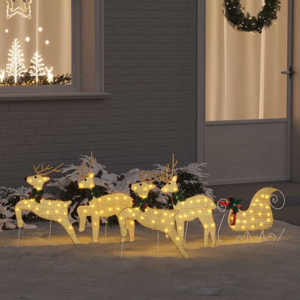 LED Rentiere 5 stk. Gold 43 x 18 x 66 cm Stoff