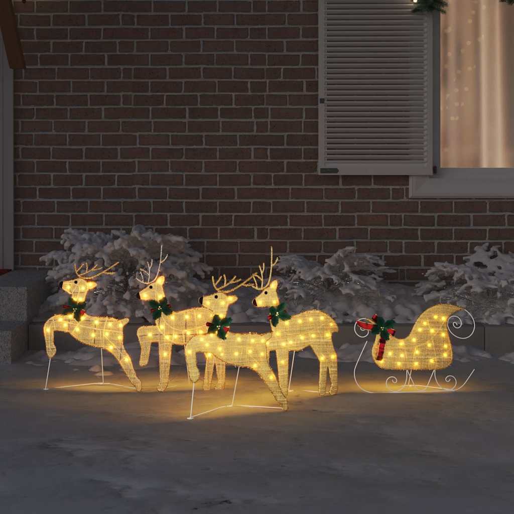 LED Rentiere 5 stk. Gold 43 x 18 x 66 cm Stoff