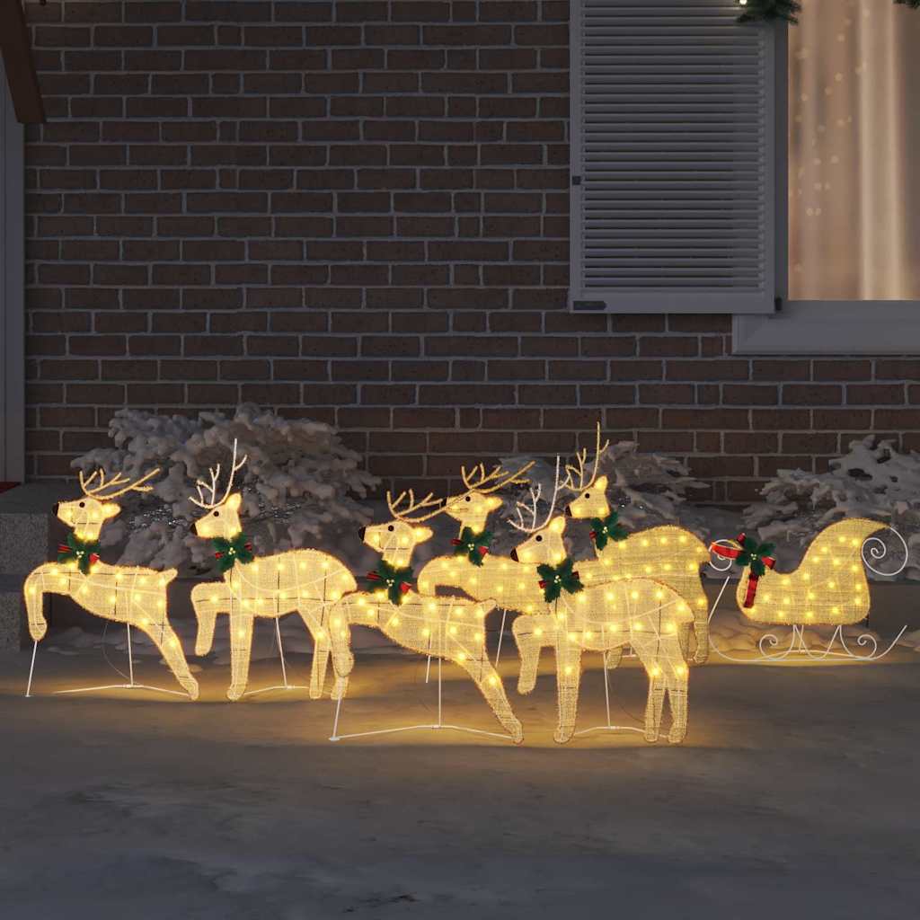 LED Rentiere 7 stk. Gold 43 x 18 x 66 cm Stoff