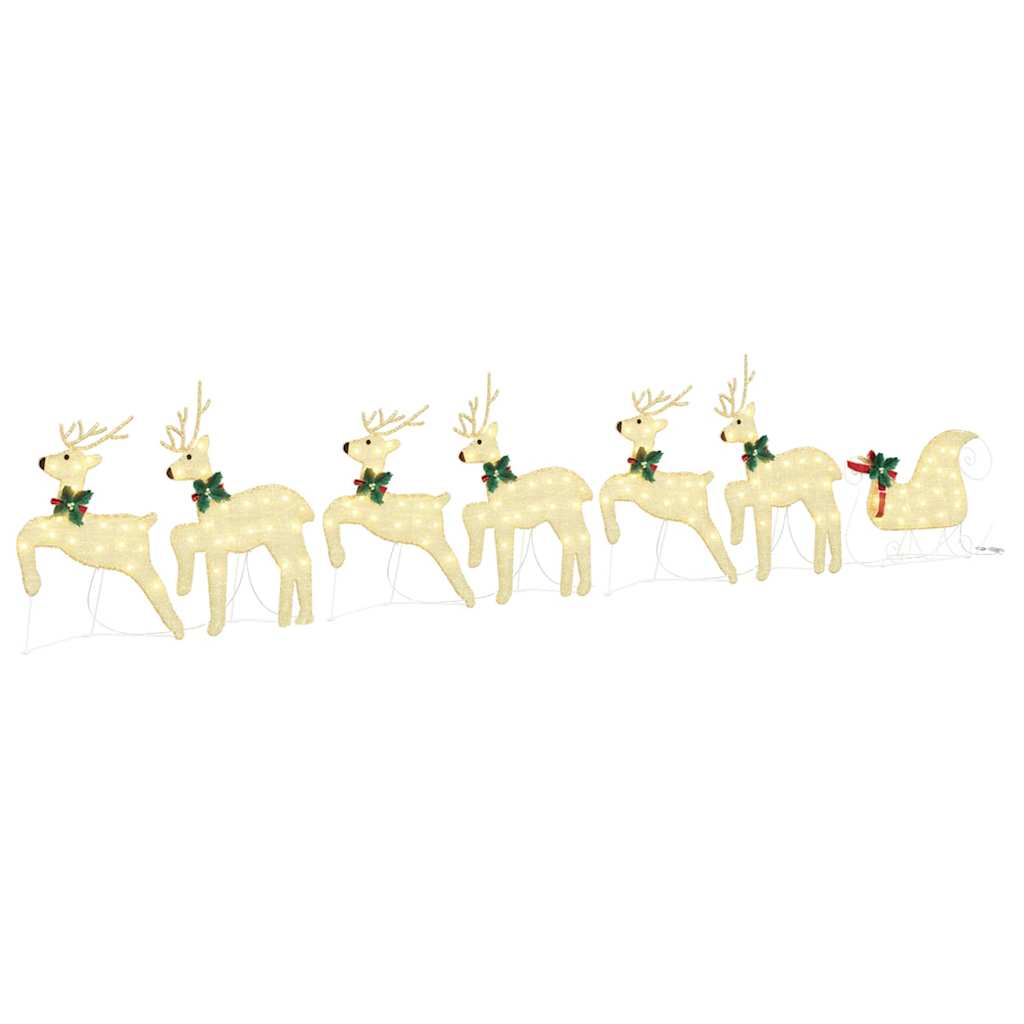 LED Rentiere 7 stk. Gold 43 x 18 x 66 cm Stoff