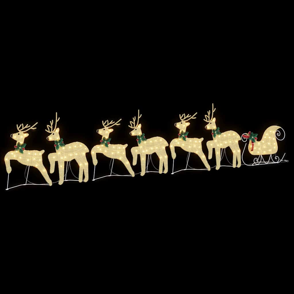 LED Rentiere 7 stk. Gold 43 x 18 x 66 cm Stoff