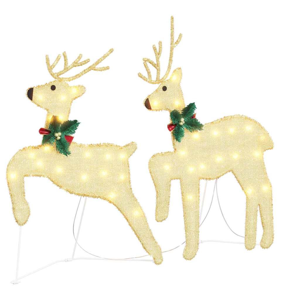 LED Rentiere 7 stk. Gold 43 x 18 x 66 cm Stoff