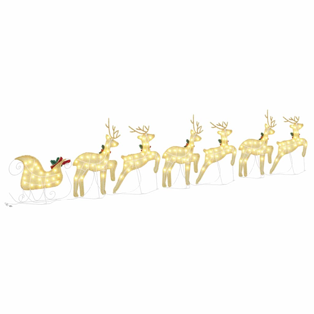 LED Rentiere 7 stk. Gold 43 x 18 x 66 cm Stoff