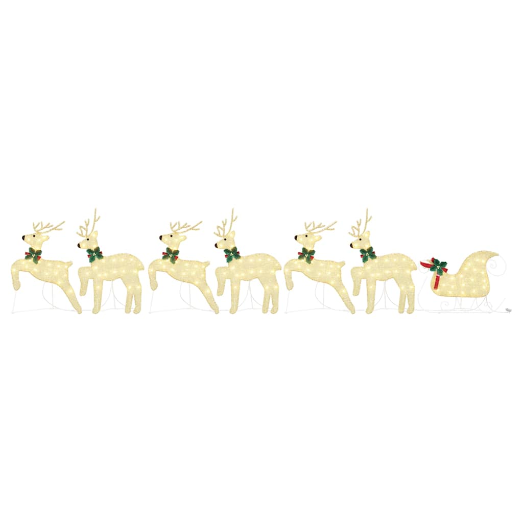 LED Rentiere 7 stk. Gold 43 x 18 x 66 cm Stoff