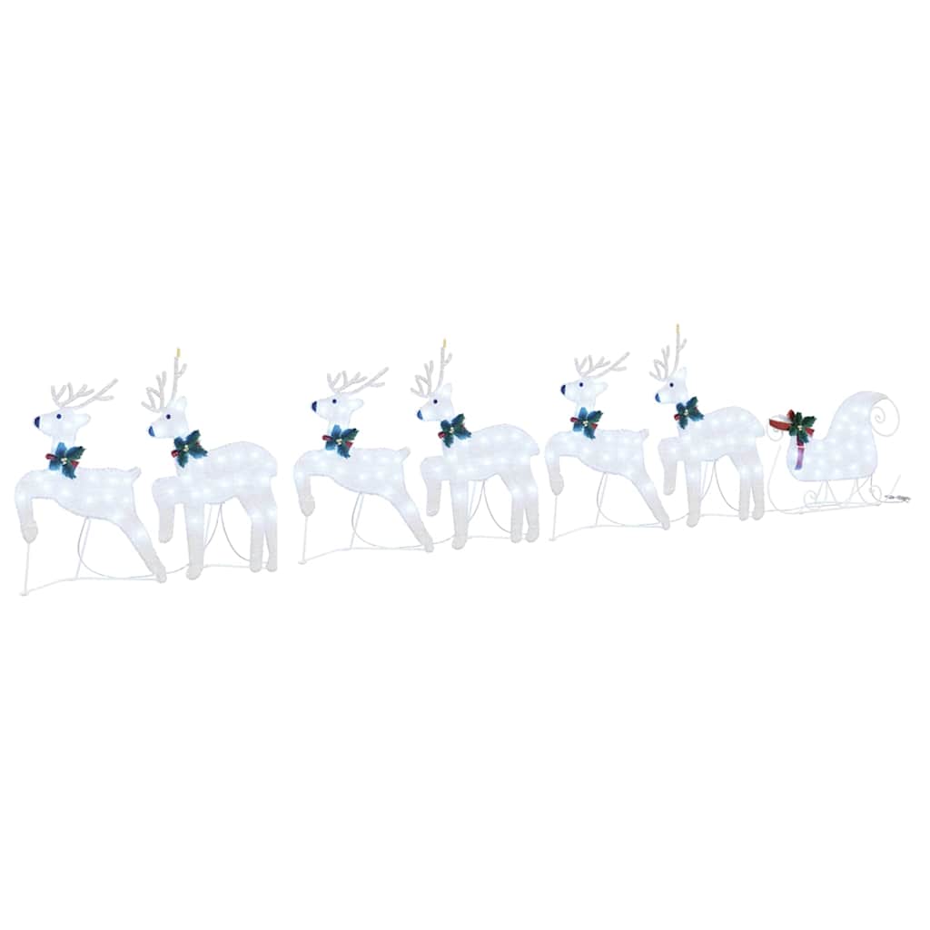 LED Rentiere 7 stk. Silber 43 x 18 x 66 cm Stoff