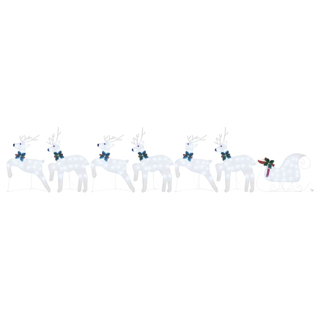 LED Rentiere 7 stk. Silber 43 x 18 x 66 cm Stoff