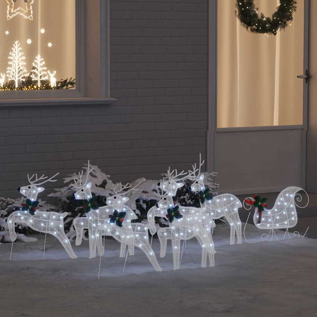 LED Rentiere 7 stk. Weiß 43 x 18 x 66 cm Stoff