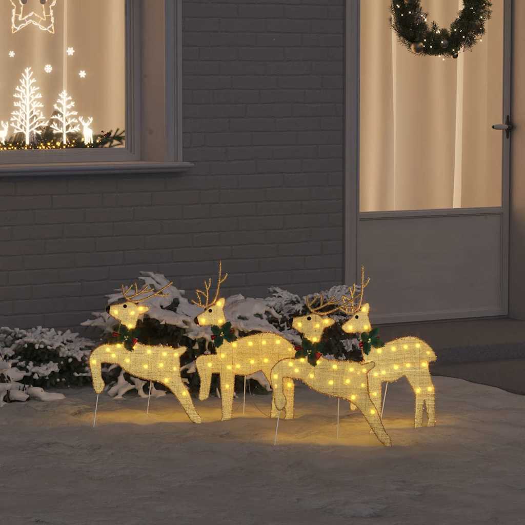LED Rentiere 4 stk. Gold 45 x 19 x 65 cm Stoff