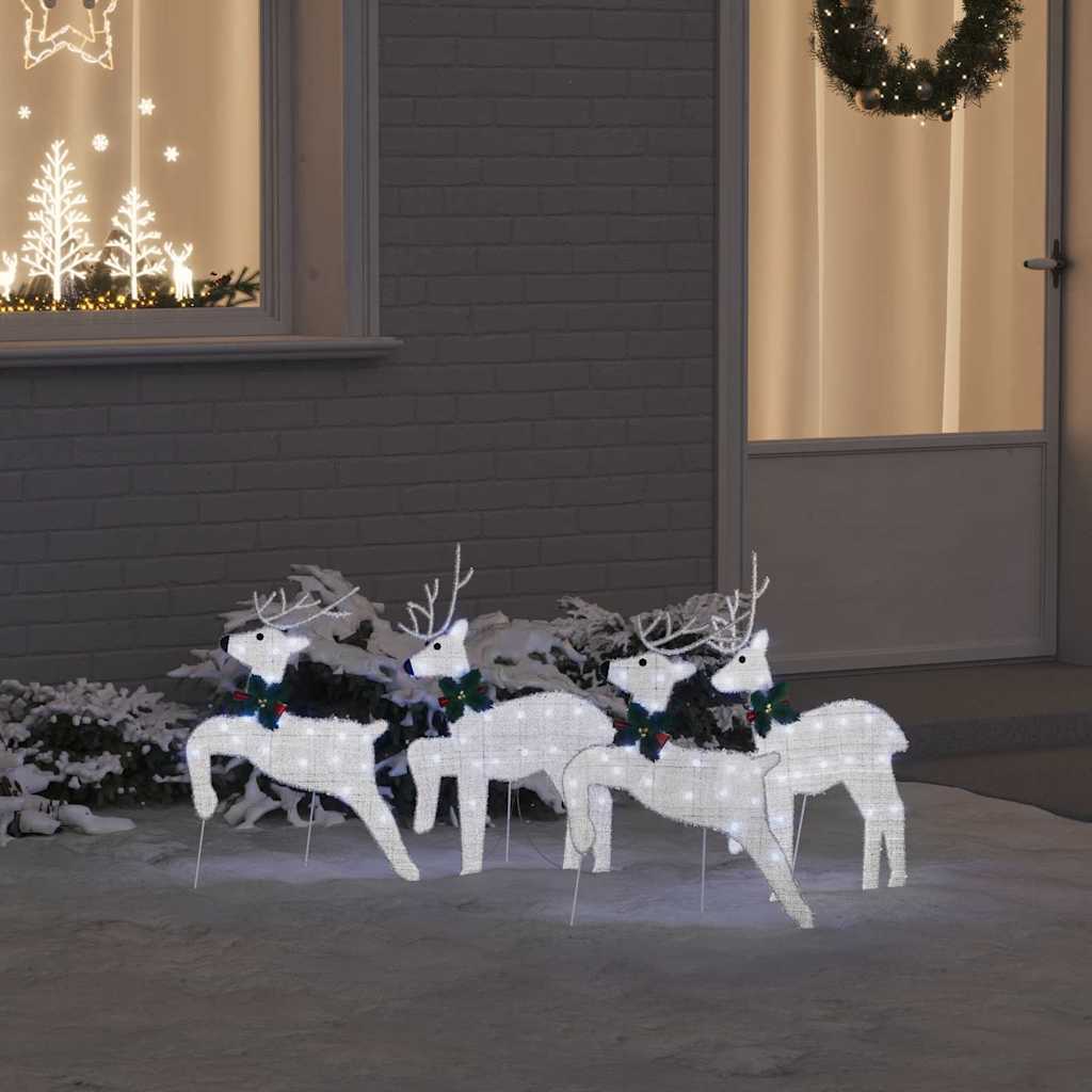LED Rentiere 4 stk. Silber 45 x 19 x 65 cm Stoff